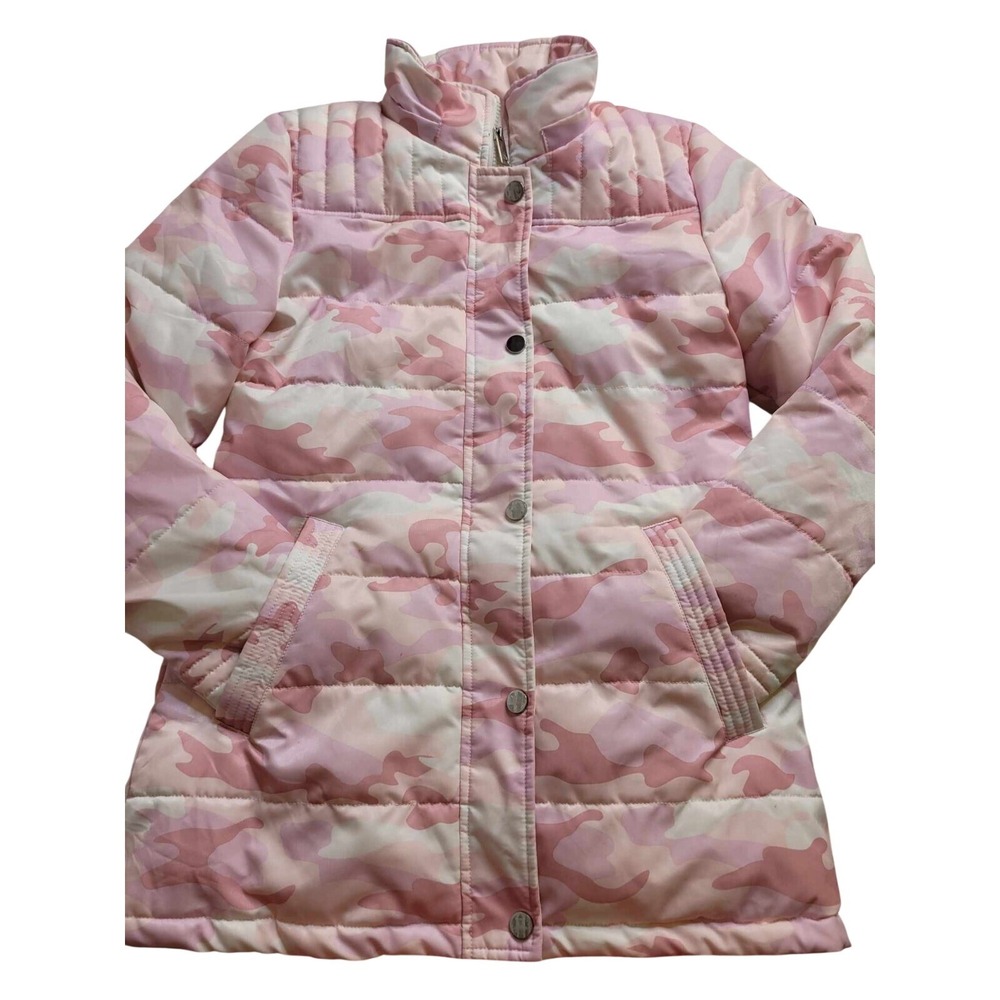 HFX Youth Girls Pink Camo Ski Jacket Size Large Winter Full Zip and Snap